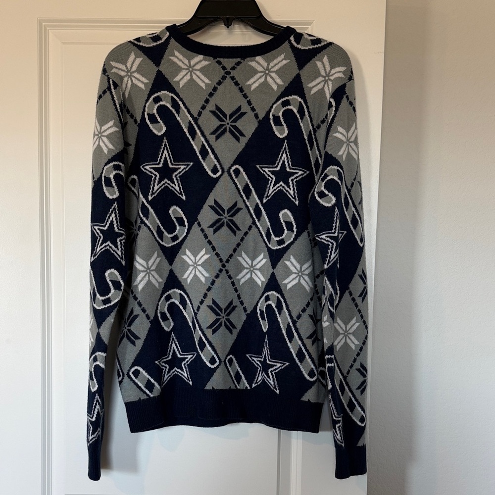 Men's Gray Dallas Cowboys Candy Cane Repeat Sweater